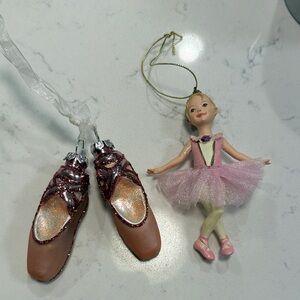 Ballet slippers and ballerina Christmas ornaments